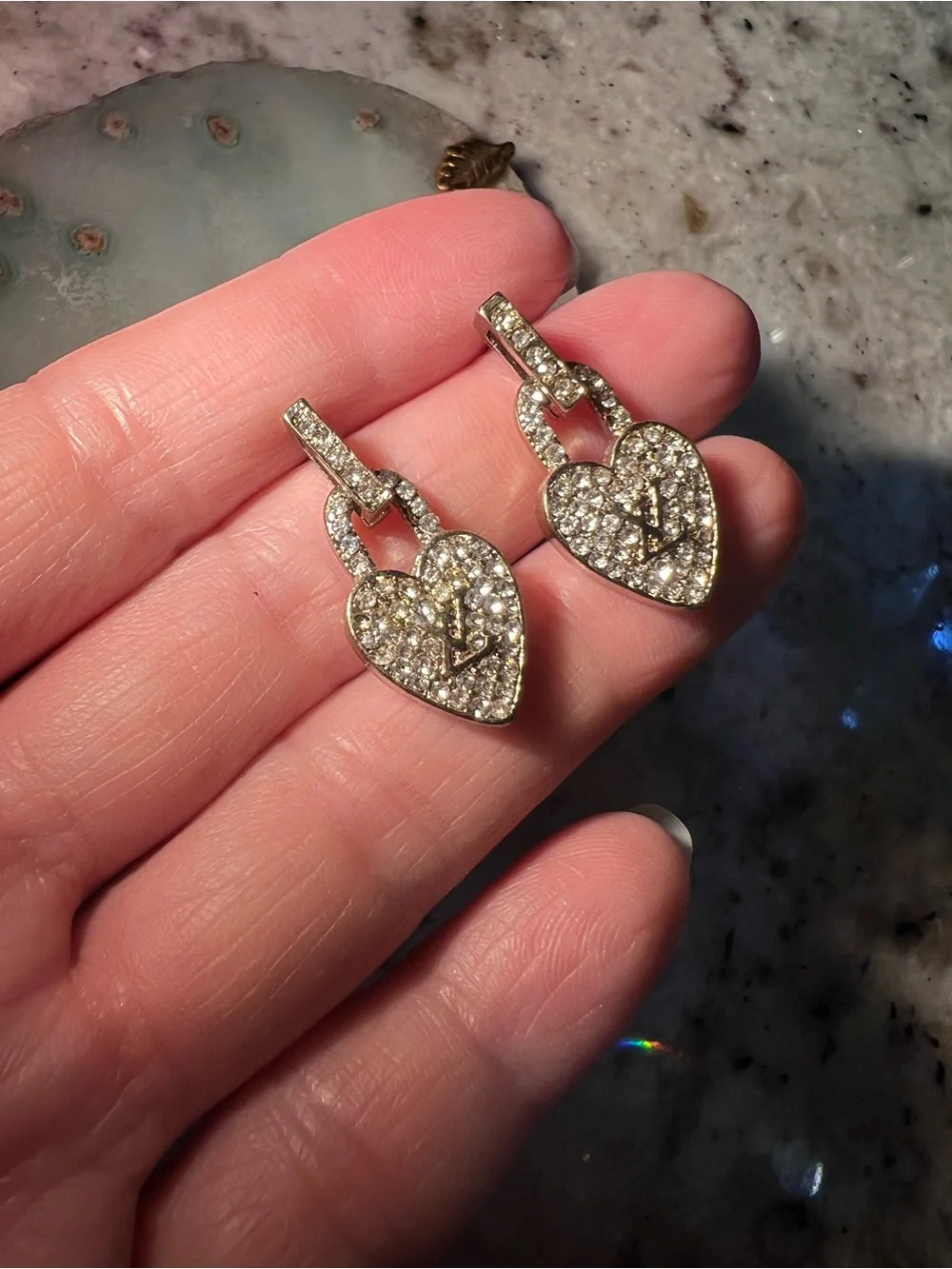 Pavé Heart Lock Drop Earrings NEW